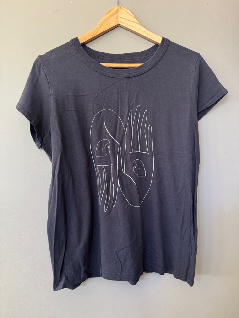 Madewell Black Short-Sleeve Tee with White Line-Art Graphic